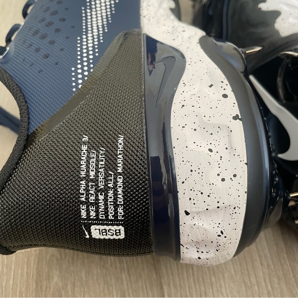 Nike Alpha Huarache Elite 3 Low Baseball Cleat Sz 12.5 College Navy CK0746-403 - Picture 7 of 9